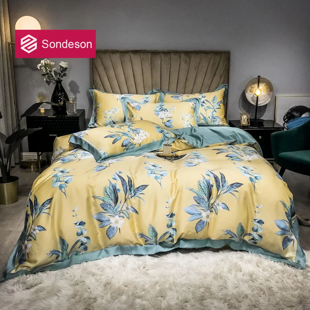 

Sondeson Noble 100% Silk American Bedding Set 6A Grade 25 Momme Silk Duvet Cover Set Pillowcase Queen King Bed Linen Set 4PCS