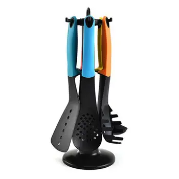 

6 Pcs Multifunction Colorful Handle Non-stick Pan Spatula Spoon Colander Kitchen Bake Tool Non-stick Cookware Manual