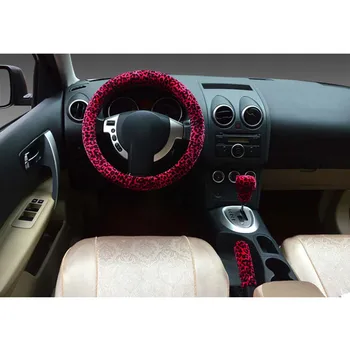 

Warm Steering Wheel Cover For Women Girl Lady Leopard Print Car Steering Wheel