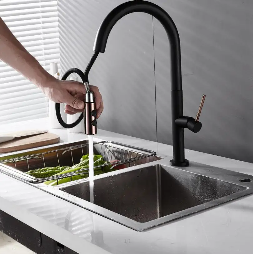 Black Кухонные краны черный torneira para cozinha de parede кран для кухонного фильтра три способа раковина кухонный смеситель XT-204 - Цвет: Black