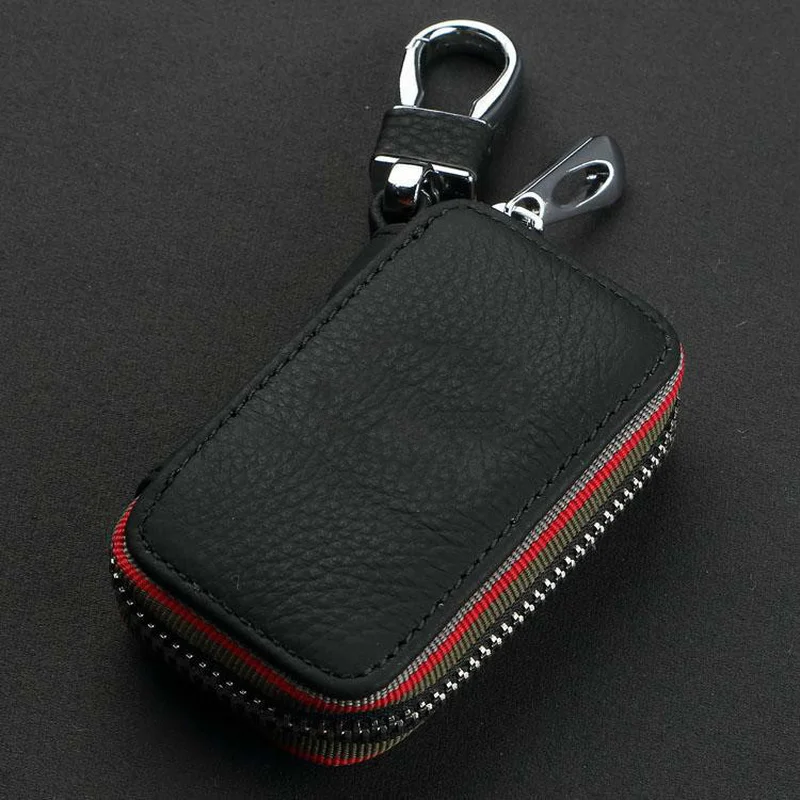 

Car Key Wallet Pouch Key Bag Genuine Leather Keychain Key Holder Housekeeper Car Key Case Organizer Key Cover Logos for Free