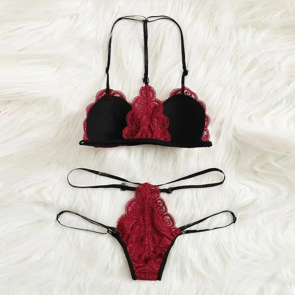 Womens Erotic Lingerie Sexy Floral Lace Underwear Porno Bra G String Thong Sets Babydoll Sexy Costumes Erotica Langerie For Sex