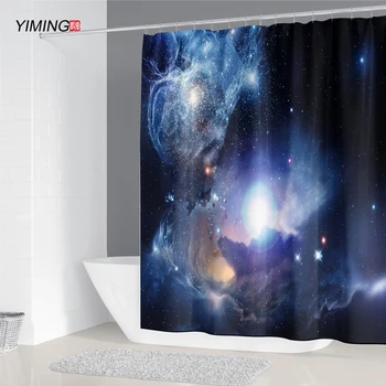 

3D vast universe starry sky nebula landscape printing shower curtain mildew polyester washable curtain bathroom decoration