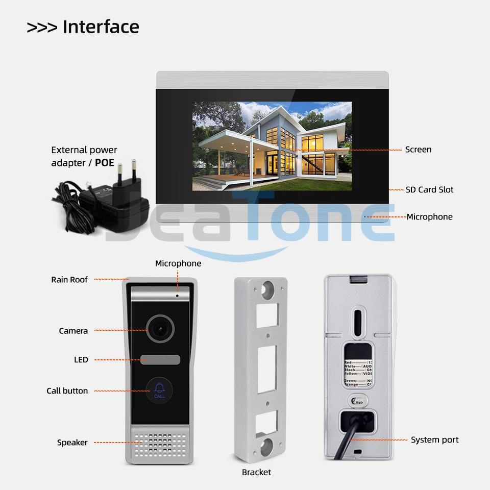 Jeatone Tuya smart 7 inch Touch Screen video intercom for home night vision device doorbell camera WIFI Monitor ship from Europe
