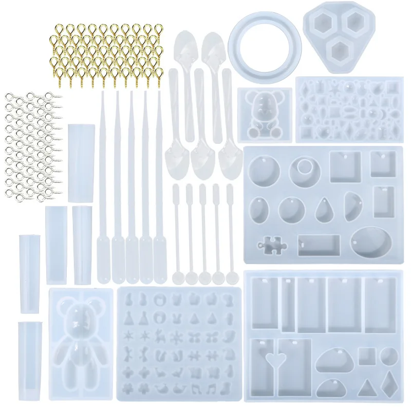 

New Earrings Pendant Silicone Mold Silicone Set Manual Mirror Set Resin Epoxy Cover Molus Kit 2021
