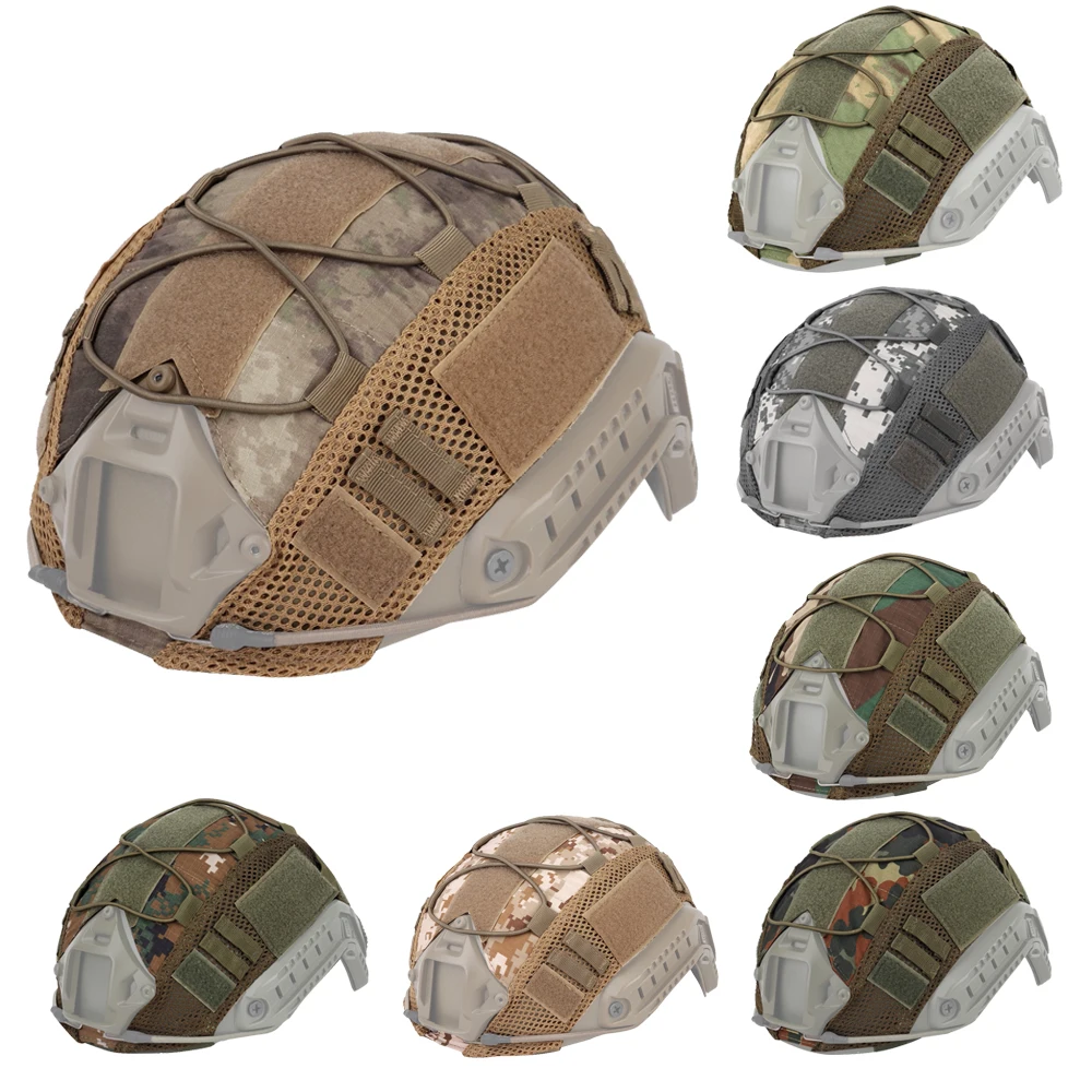 500D Tactical Helmet Cover Airsoft Paintball Helmet Protector Cloth with Elastic Fixing Rope for Hunting Military Combat Game