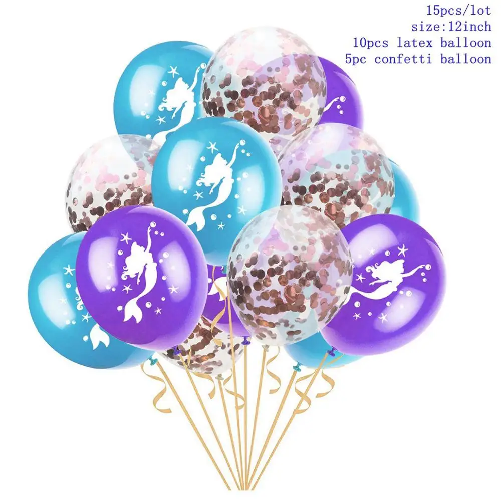 Taoup Золотая Звезда Русалочка браслет на день рождения вечерние декоры для девочек Babyshower Русалка Вечерние подарки для подростков подвески из раковин - Цвет: Mermaid Balloons 3