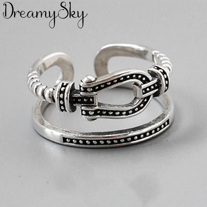 DreamySky,, настоящее 925 пробы, серебряный пояс, кольца для женщин, большие античные кольца, ювелирные изделия на палец, высокое качество