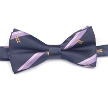 Темно-синий широкий полосатый узорный галстук-бабочка с узорами предварительно завязанный Галстук-бабочка s