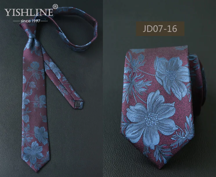 JD07-16 YISHLINE 7 см мужской галстук полосатый Пейсли перо Цветочный Тонкий шеи галстуки для галстуков бизнес галстук мужской свадебный галстук обтягивающий - Цвет: JD07-16