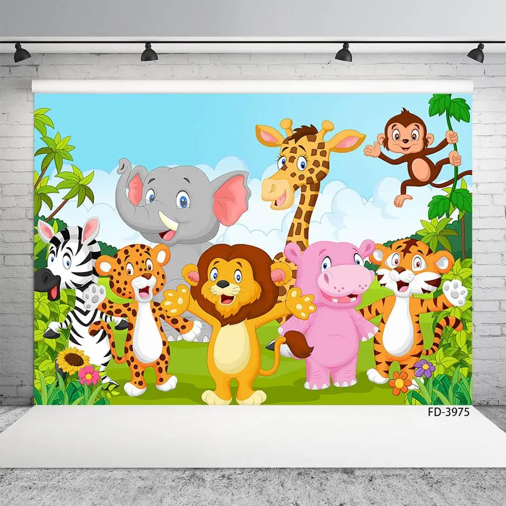 7x7FT Vinyl Photo Backdrops,Giraffe,Cartoon Animals Hearts Photo Background for Photo Booth Studio Props