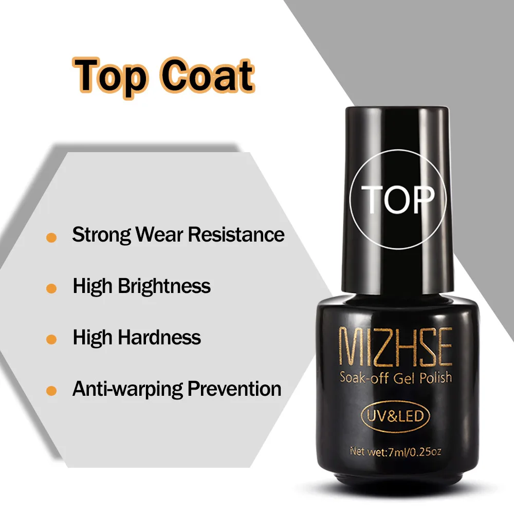 TOP COAT MIZHSE чистый Гель-лак оливковый зеленый цвет Гель-лак Lacuqer УФ светодиодный Гибридный Гель-лак Маникюр зеленый цвет s УФ-лак для ногтей основа и верх - Цвет: TOP COAT