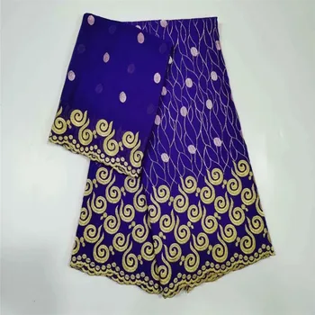 

high quality 5+2 yards white gold African Swiss cotton voile lace fabric with neat embroidery plus chiffon lace! 12L062710