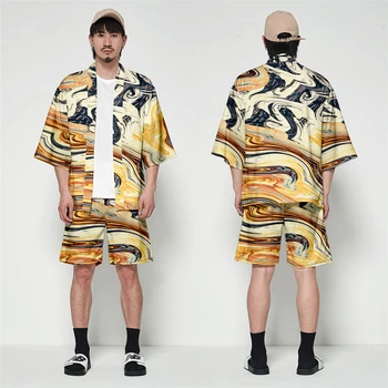 

Kimono Men Haori Japanese Style Yukata Male Samurai Costume Cardigan Jacket Hip Hop Asian Clothes Fashion Traditional Clothing