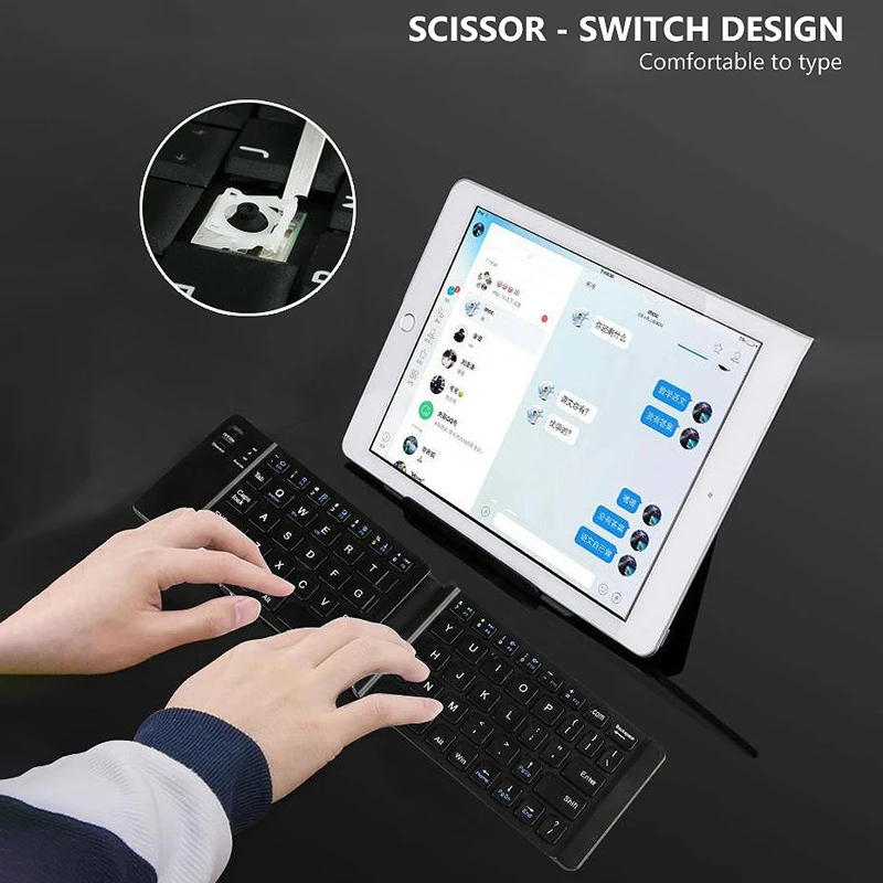 Ультра тонкая Мини Складная Bluetooth клавиатура, BT складная клавиатура для IOS/Android/Windows