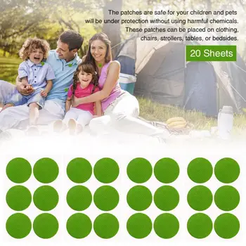 

20 Sheets Non Toxic Outdoor Summer Camping Pregnant Woman Kids Adults Protection Mosquito Repellent Patches Round Family Baby