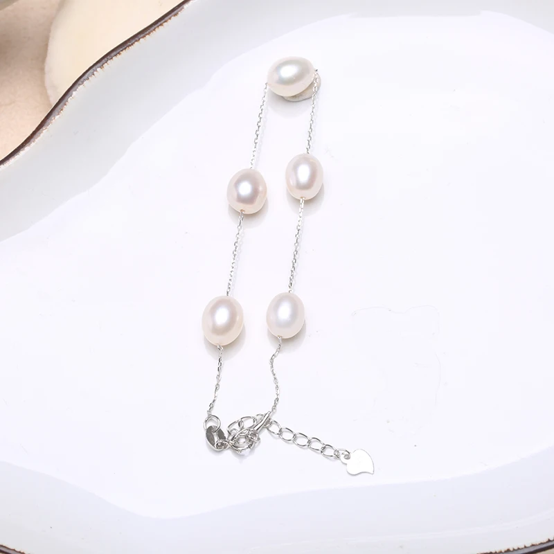 White extend chain BaroqueOnly babysbreat дизайн пресноводный браслет с жемчужинами овальной формы регулируемый браслет 925 серебро удлинение цепи лучший подарок хао - Цвет камня: White extend chain