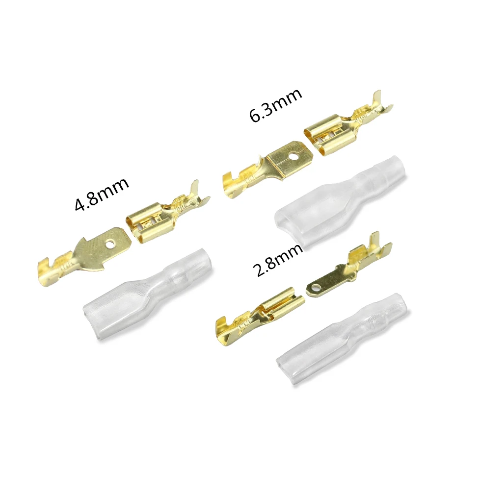 2.8mm 4.8mm 6.3mm Crimp Terminal Non-insulated Female Spade Connector Gold 