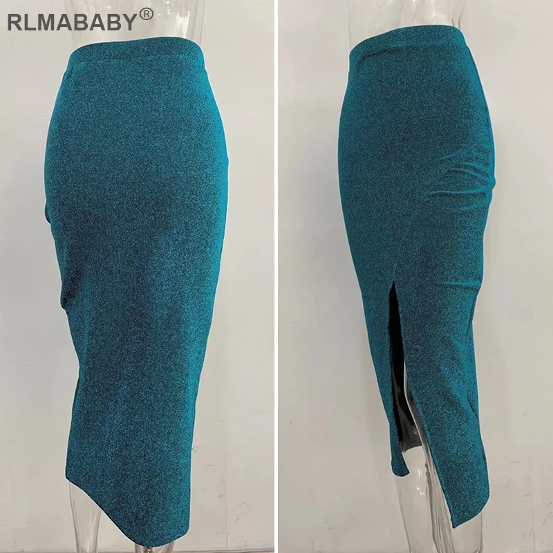 Rlmaaby, 5 цветов, Осень-зима, яркие шелковые женские юбки, тонкие, с разрезом, высокая талия, юбки, модная уличная одежда, длинные юбки