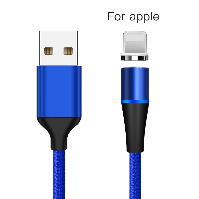 ESVNE Магнитный usb-кабель для зарядки iphone Магнитный Micro Usb кабель для быстрой зарядки Xiaomi Usb type C кабель для huawei - Цвет: Blue For Apple