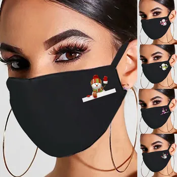 

Colorful Christmas Face Mask Party Mask Unisex Mouth Mask Christms Santa Snowman Print Windproof Reusable Washable Face Shiled