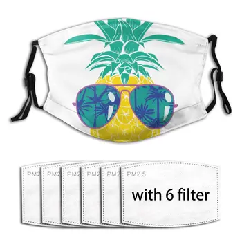 

Summer Pineapple With Glasses Face Mouth Mask Cover Anti Dustproof Washable Reusable Adult Mouth Masks Mascarilla