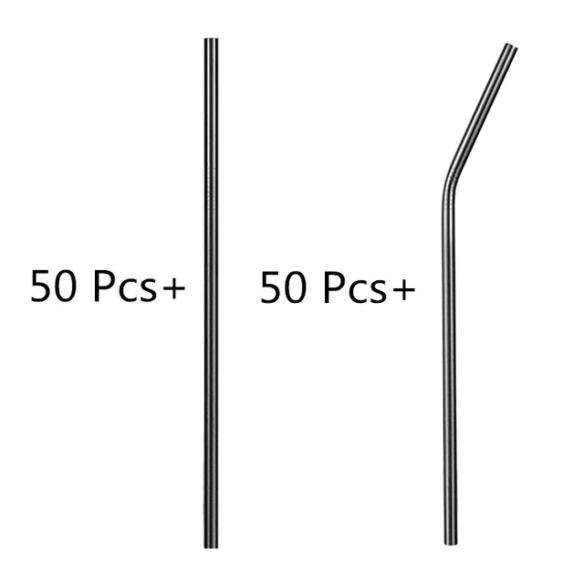 Black Straight Bent 100 шт./лот 304 нержавеющая сталь питьевой соломинки многократного использования Металлические Прямые изогнутые соломинки экологически чистые вечерние принадлежности для напитков - Цвет: Black Straight Bent