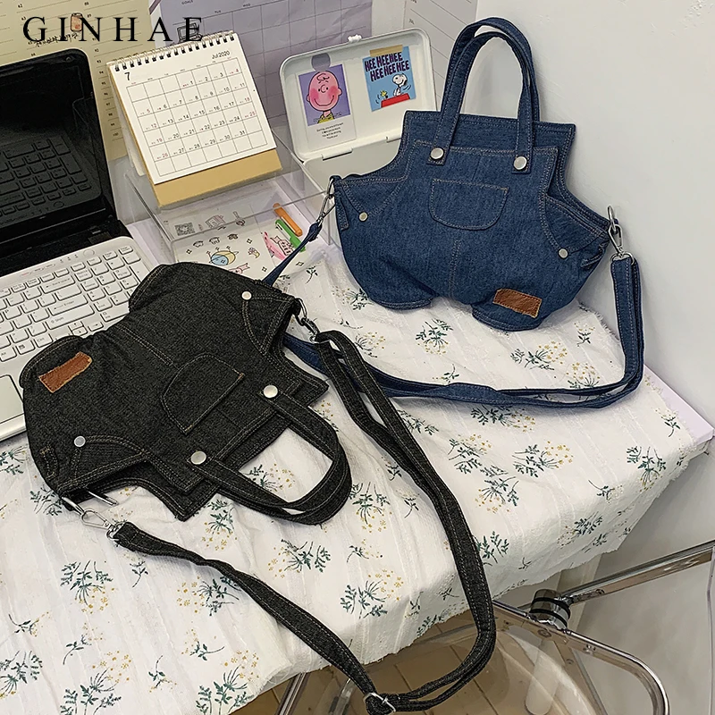 

Personality Denim Simple Ladies Handbag and Purse Lazy Style Cute Messenger Bag Trend Art Small Fresh Shoulder Bag Sac A Main