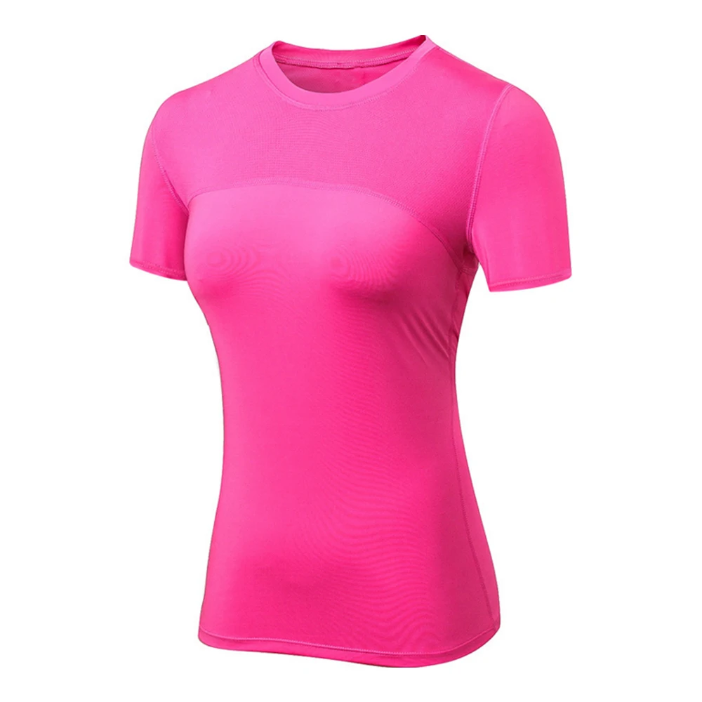 Быстросохнущие облегающие топы для йоги, женские спортивные футболки, майки для тренажерного зала, Майки для фитнеса, футболки для йоги, бега, женские спортивные топы, ткань - Цвет: rose red