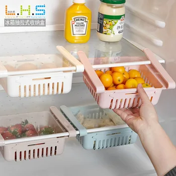 

Adjustable Food Storage Organizer Refrigerator Plastic Organizer Case Drawer Basket Kitchen Food Storage Container Shelf Racks