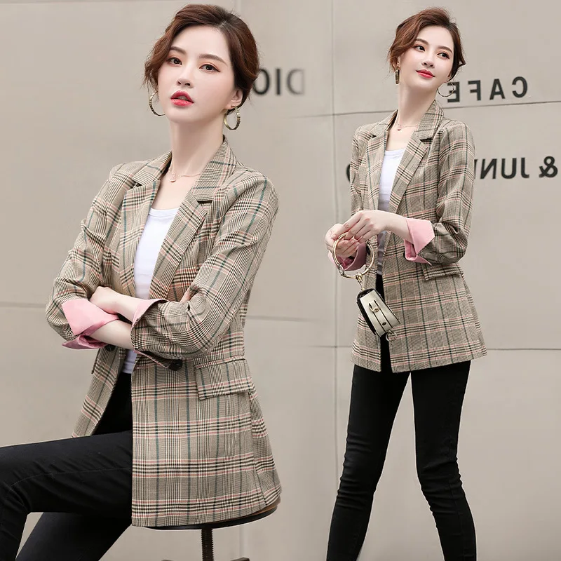 

CHIC Plaid Small Suit Coat Women's Autumn 2019 New Style Korean-style Elegant Slim Fit Business Casual Blazer
