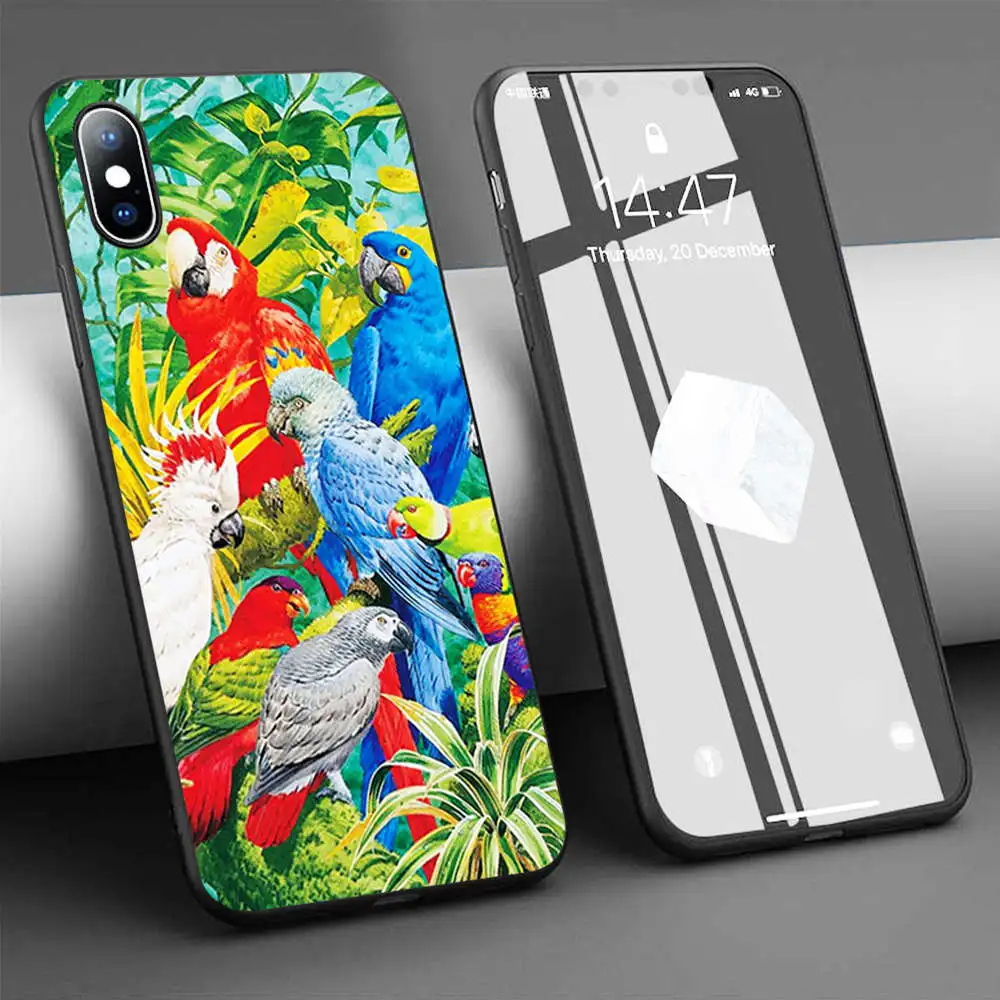 Coque попугаев в тропического леса чехлы для мобильного телефона из мягкого