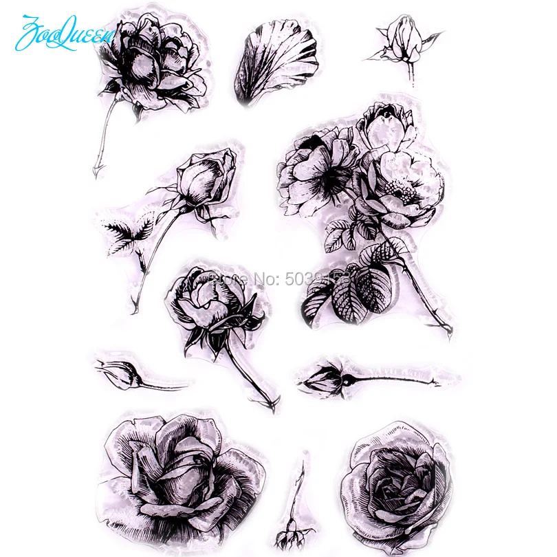 

Rose Bud transparent clear stamp for DIY Scrapbooking/Card Making/Sewing Fabric Cloth/Stamp set stationery Art Supply Decoration