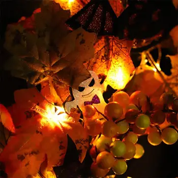 

LED Berry Wreath Pumpkin Wreath Pumpkin Berry Wreath Scary Creative Halloween Maple Leaf Fairy Light Best Gift Autumn