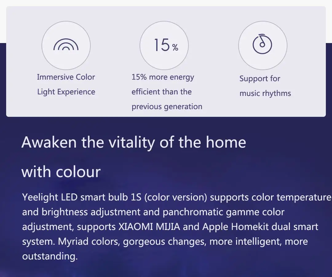 Yeelight 1S YLDP13YL E26 E27 8,5 Вт RBGW умный светодиодный светильник работает с Mijia Homekit AC100-240V для настольного напольного стола