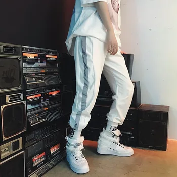 

#2225 In The Tide Ins Hip-hop Reflect Light Pants Male Autumn Easy Bound Feet Nine Part Pants Youth Joker Leisure Time Pants