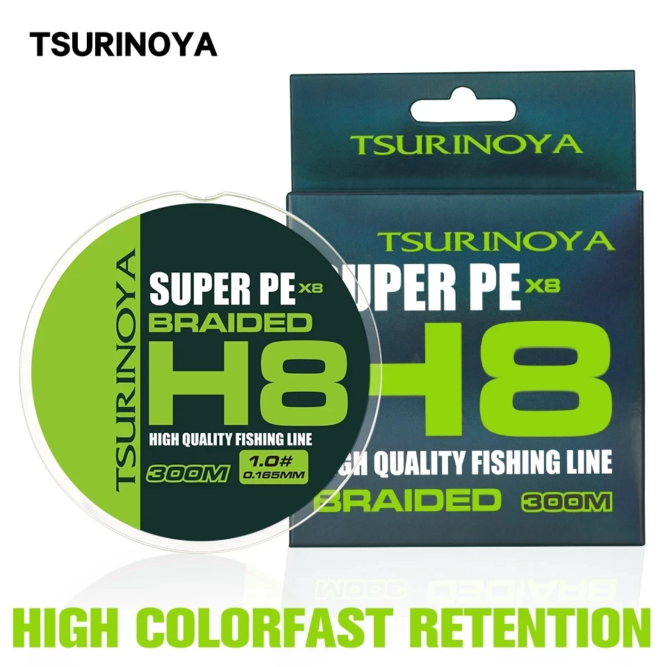 Плетеная рыболовная леска TSURINOYA из ПЭ 300 м 150 100 H8 длинное забрасывание 8 жил