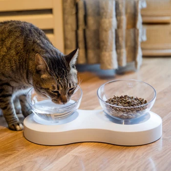 

2019 new pet cat food bowl cat bowl cat basin tableware oblique mouth double bowl pet supplies protection cervical vertebra