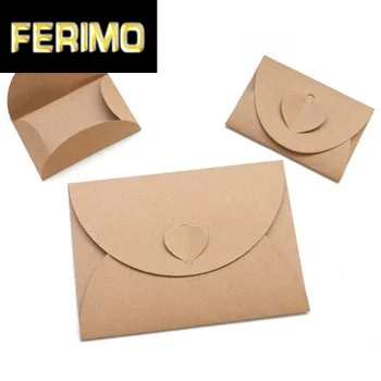 

10pcs Big Small Size Heart Shape Pearlized Kraft Paper Envelopes Vintage Party Gift Paper Bag or Wedding Invitation Card Crafts