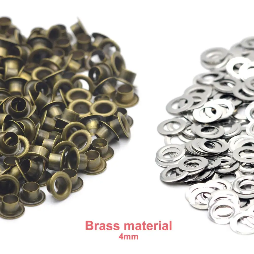 KALASO 100sets 4mm Bronze Pure Brass Material Grommet Eyelet With Washer Fit Leather Craft Shoes Belt Cap Bag Diy Supplies | Дом и сад