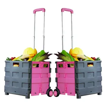 

E-FOUR Car Portable Trolley Folding Luggage Cart Household Car Luggage Cart Shopping Trolley Trunk Trailer two Wheel collapsible