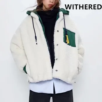 

Withered england high street vintage Fleece catching patchwork bomber jacket women casaco feminino jaqueta feminina short coat