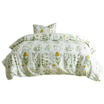 

Duvet Cover Set Single Bed Quilt Cover Set Leaf Print Pattern Bed Sheet Set Rural Style Fresh Quilt Cover Bedding Set