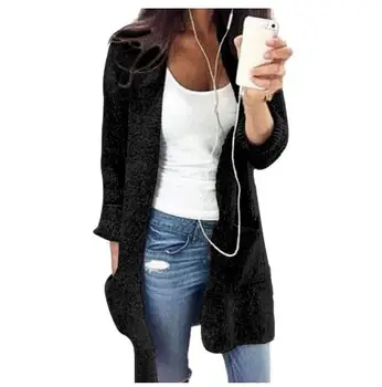 

New Cotton Solid Cardigan Long Sleeve Knitted Sweater Women Open Stitch Casual Sweters Women Invierno Loose Cardigan Mujer