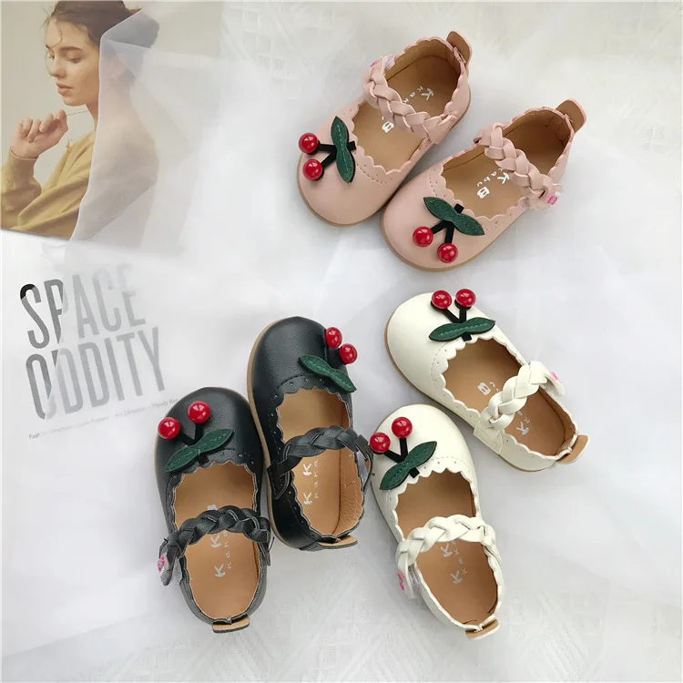 

Children Shoes Little Girls 2019 Spring and Autumn New Soft Bottom Non-slip Bean Shoes Kids Baby Cherry Casual Shoes
