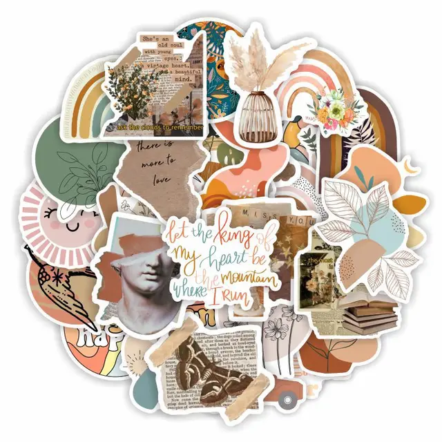 10/30/50pcs Cute Cartoon Art Bohemian Aesthetic Stickers Graffiti Decals Scrapbooking Laptop Phone Funny Sticker for Kids Girls 2