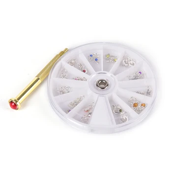 

New Golden Hole Pierce Tool+24 Pendant Dangle Decoration Nail Art Hand Dangle Drill Hole Maker Dotting Pen Uv Gel AcrylicTip