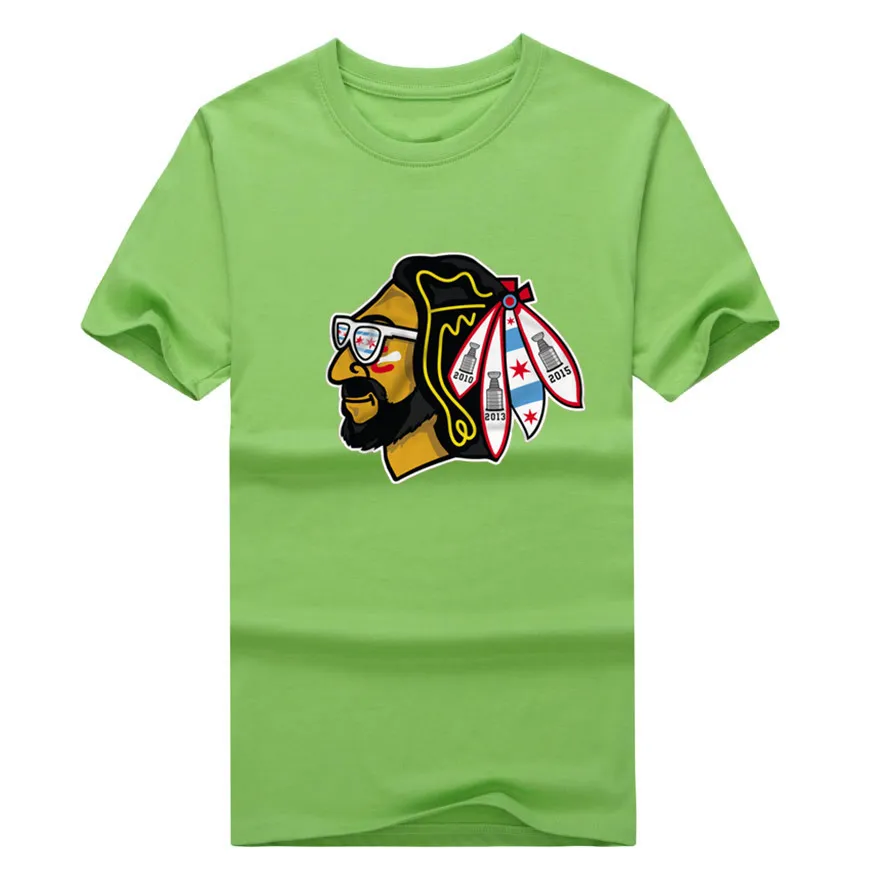 Мужская футболка Chicago fans Blackhawks head с логотипом в виде солнцезащитных очков хлопковая Футболка - Цвет: Серебристый