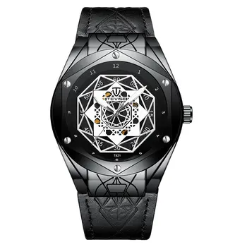 

TEVISE Fashion Men'S Watch Mechanical Watch Gold Black Hollow Dial Night Light Mechanical Sports Watch 2019