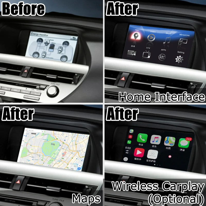 Android / carplay inteface box для Lexus RX 2012 2016 8 видео интерфейс навигации с GVIF youtube RX270 RX350 RX450h